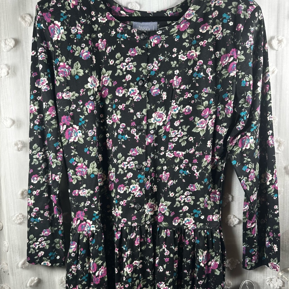 NWT Alison J. Women’s Floral Black Maxi Dress Size 16